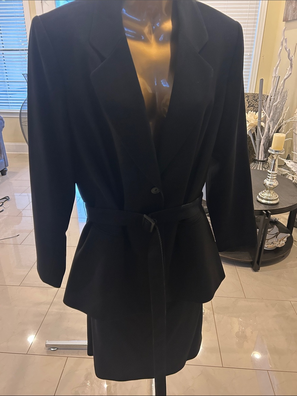 Le Suit Black Belted Skirt Set